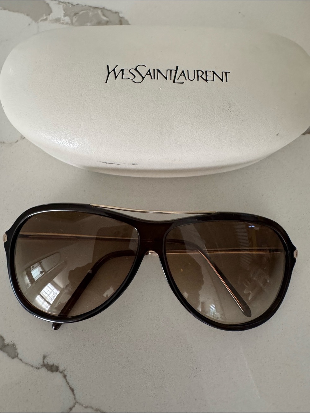 Yves Saint Laurent 2146/S Dark Brown Gradient Pilot Sunglasses